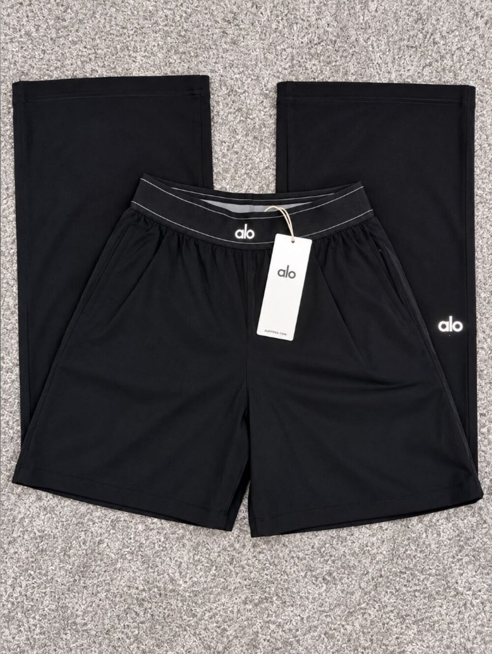 New Alo Black Wide-Leg Pants Size M